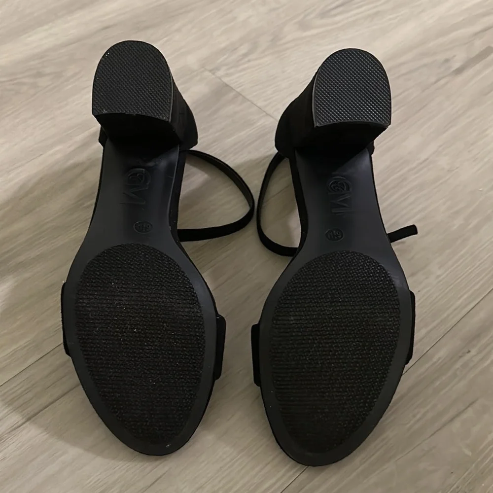 Chelsea Moreland Glory Microsuede Ankle-Strap Black Heels - Picture 3 of 3